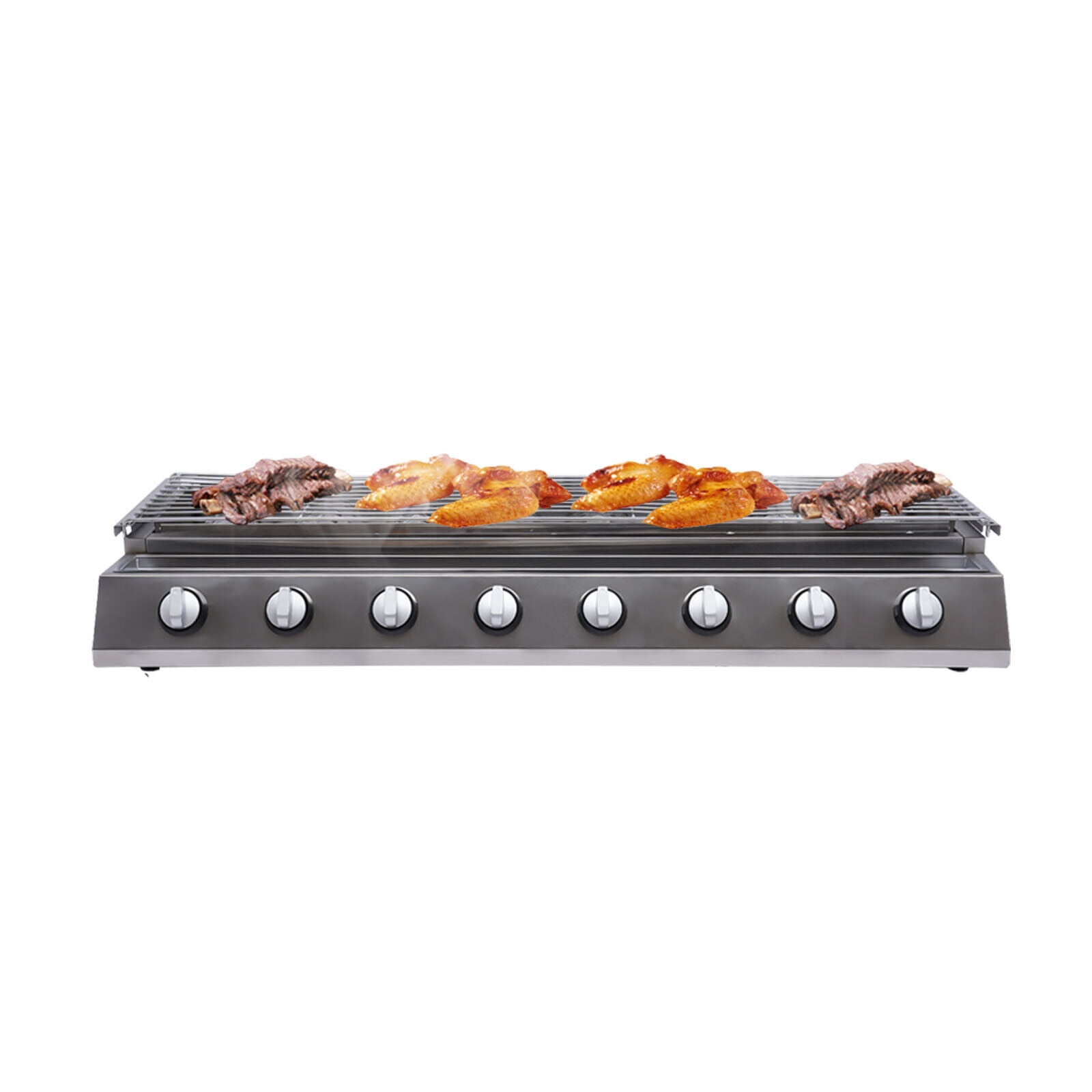 8 Burner BBQ Gas Grill Barbeque Outdoor Cooking Stainless steel Large Grill Grid 8 Head LPG  Gas Barbecue Grill Commercial BBQ Machine Outdoor Cooker Smokeless Commercial Gas Grill