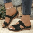 thumbnail image 6 of Summer Slippers for Women 2025 Arch Support Wedge Slip-On Peep Toe Hollow Causal Daily Outdoor Sandals Shoes for Women Beach Vacation Fashion, 6 of 8