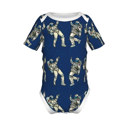

Adobk Disco party Astronaut Dancing Print Baby Climbing Clothes Jumpsuit Rompers Classic Rompers Child Short sleeve Bodysuits-12 Months