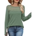 thumbnail image 4 of Long Sleeve Women's Tops Spring Summer Outfits Dressy Casual Blouses Lace Trendy Waffle Knit Shirts Green XL, 4 of 8