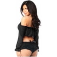 thumbnail image 2 of Plus Size Black Long Sleeve Peasant Top, 2 of 4