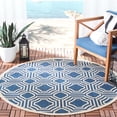 thumbnail image 2 of Safavieh Courtyard Brooklyn Geometric Indoor/Outdoor Area Rug, Navy/Beige, 5'3" x 5'3" Round, 2 of 9