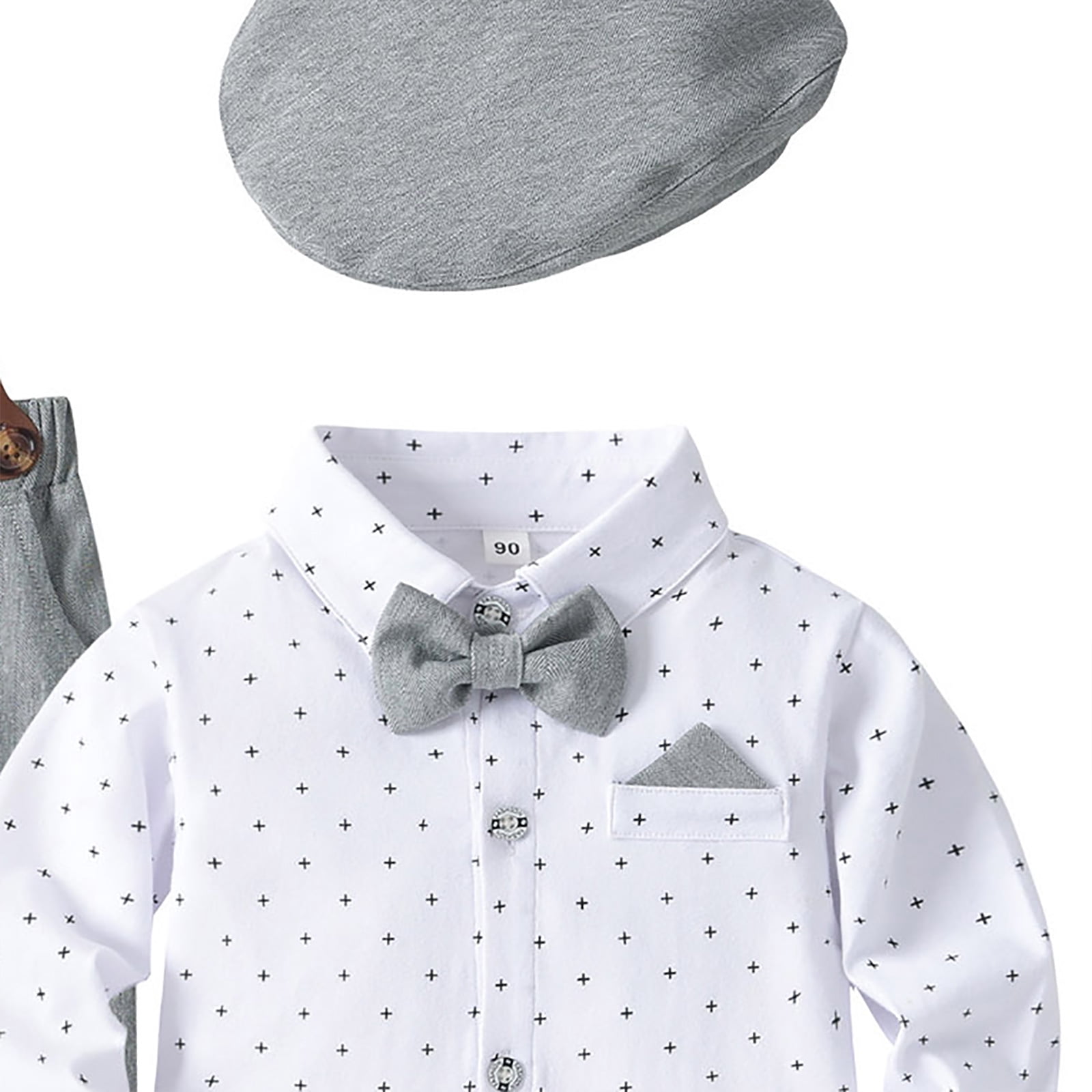 Ketyyh-chn99 Tuxedo For Baby Boy 9-12 Months Baby Boy Clothes Suit Toddler Outfits Formal Dress Waistcoat Pants Hat Bow Tie Set Size for 9-12 Months,Grey