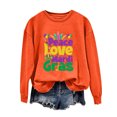 thumbnail image 2 of HaoXianJian Womens Mardi Gras Shirts Long Sleeve Crew Neck Shirts Cute Graphic Top for Women 2025 Loose Fits T Shirt Summer Tee Shirts Going Out Top, 2 of 3