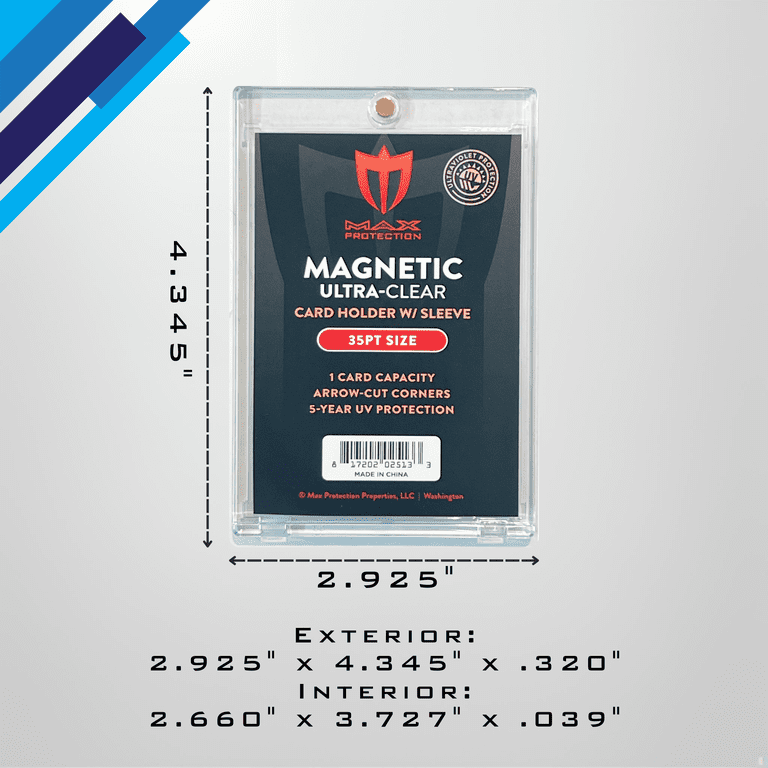 Max Protection Magnetic Card Holder for Sleeved Cards  25-Pack 35pt Ultra-Clear Cases  Hard Plastic Card Sleeves Holders, UV Protector Case - Fits