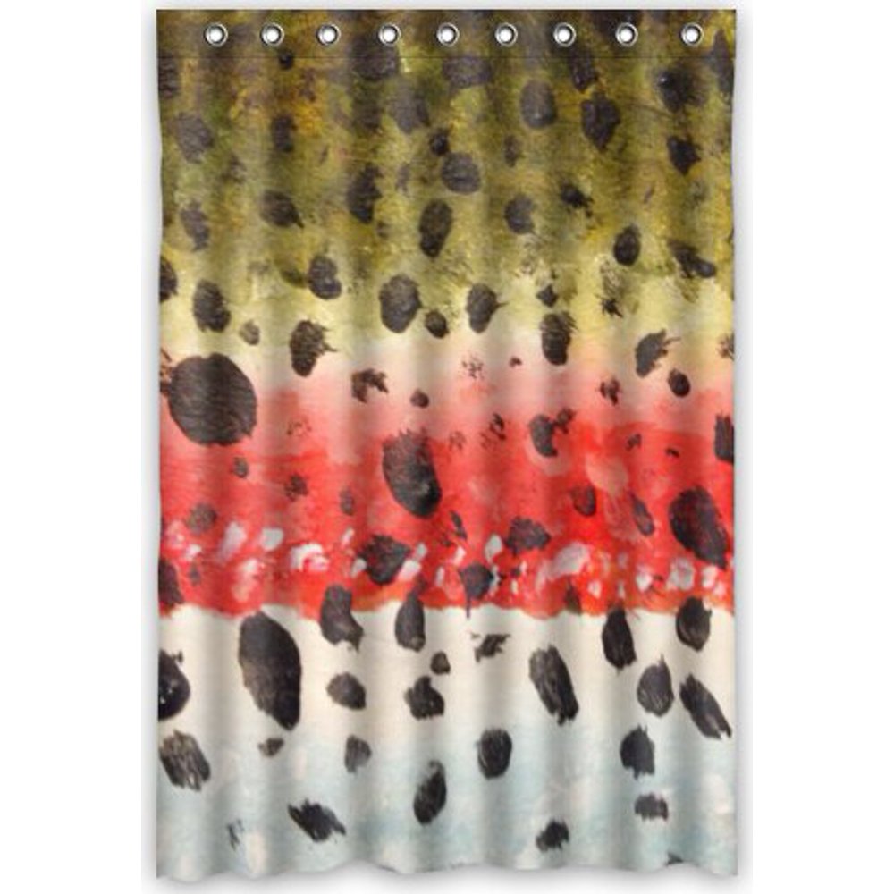 HelloDecor Rainbow Trout Skin Fishing Shower Curtain Polyester Fabric