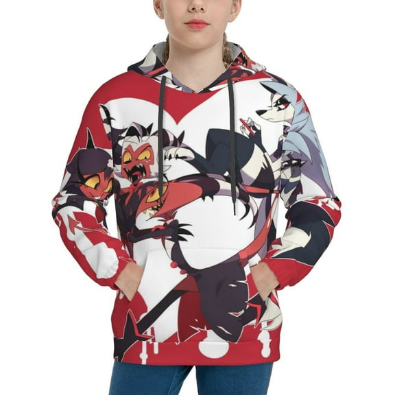 Helluva Boss Kids' Hoodie 3d Print Sweatshirt Soft Pullover Hooded With Big Pockets Fans Gifts For Boys Or Girls Small