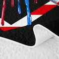 thumbnail image 5 of meiyoeat Patriotic Cross Baseball Bed Spread Queen for Boys, Red Blue USA Flag Drip Queen Coverlet Set, 3-Piece, 1 Comforter and 2 Pillowcases, 5 of 7