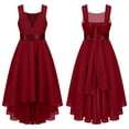 thumbnail image 3 of iiniim Kids Girl's Sequins Junior Bridesmaid  Ruched Hi Lo Flower Girl Dress Princess Pageant Party Ball Gown Burgundy 6, 3 of 7