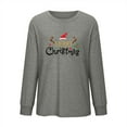 thumbnail image 5 of Odeerbi Christmas Shirts For Women Long Sleeve Tops Merry Christmas Solid Print Round Neck Round Neck Top Gray, 5 of 5