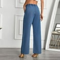 thumbnail image 6 of Womens Solid High Waisted Loose Jeans Elastic Waistband with Drawstring Denim Pants Casual Trousers Pull on Jeans for Women Stretchy Pants, 6 of 9