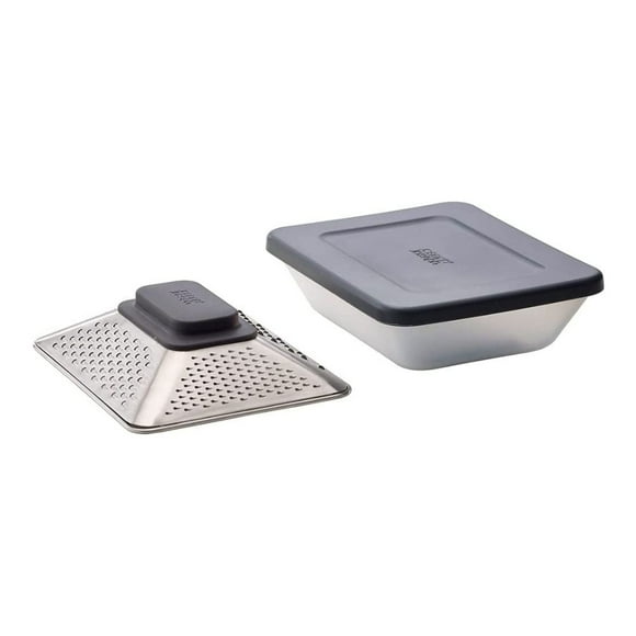 Rallador con recipiente y tapa Joseph Joseph 4 diferentes cuchillas, Color gris