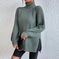 thumbnail image 6 of Long Sleeve Turtleneck Sweater Women Winter Pullover Polyester Knit Top Loose Fit Cable Weaving Comfortable Winterwear, 6 of 8