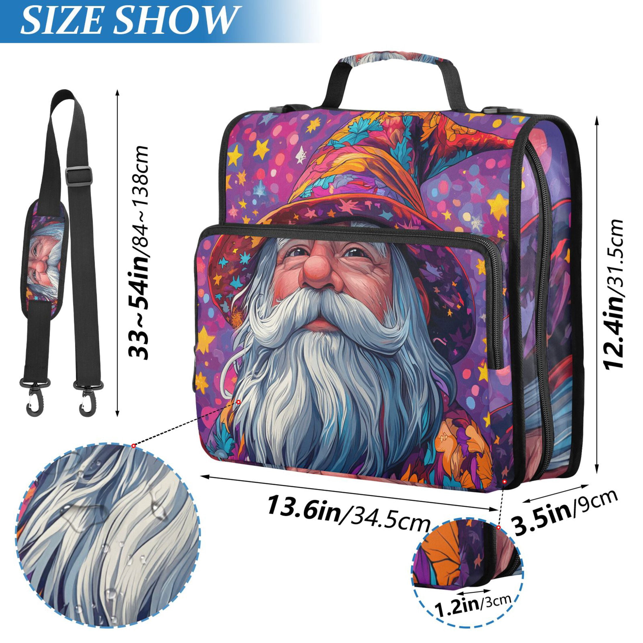 3 Ring Zipper Binder with Shoulder Strap Waterproof Trapper Keeper 2 Inch D-Ring 500 Sheets Capacity Cute Gnome and Star