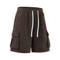 thumbnail image 6 of IYTR Mens Wide Leg Casual Cargo Shorts with Pockets Casual Loose Drawstring Waist Hiking Shorts (Coffee,M), 6 of 8