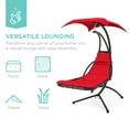 thumbnail image 6 of Best Choice Products Hanging Curved Chaise Lounge Chair Swing for Backyard, Patio w/ Pillow, Shade, Stand - Red, 6 of 9