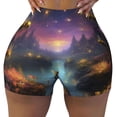 thumbnail image 2 of Susaid Magical Bees Twilight River Print Intensify Workout Shorts for Women Seamless Scrunch Short Gym Yoga Running Sport Active Exercise Fitness Shorts-XX-Large, 2 of 8