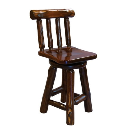 Furniture Barn USA™ Rustic Stained Red Cedar Log Swivel Bar Stool with (Best Stain For Cedar Furniture)