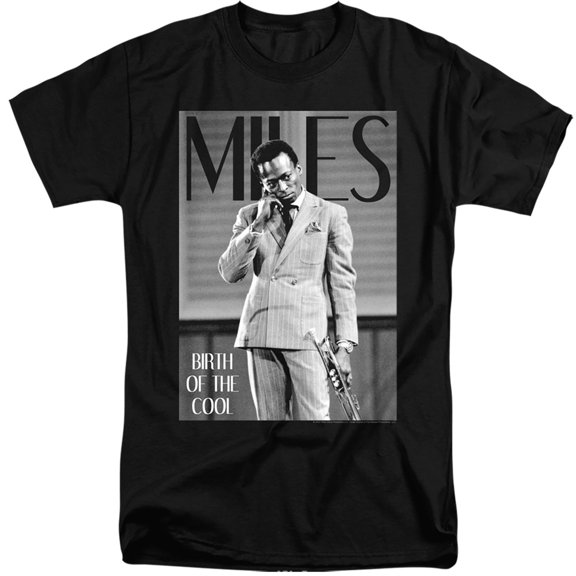 Miles Davis Simply Cool Adult Tall T-Shirt 18/1 T-Shirt Black