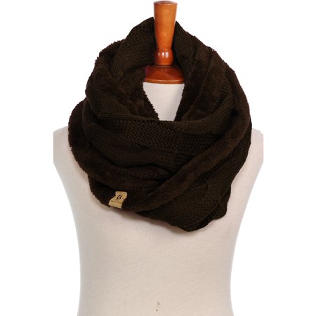 Crochet Collar Knit - Basico Faux Fur Knitted crochet Collar Infinity wrap Scarf for Women