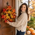 thumbnail image 6 of Aurorax Fall Wreaths for Front Door 22 inch,Fall Wreath Decorations with Sunflower Pumpkin Maple Leaves Farmhouse Sunflower Wreath Decor Indoor Wall Mantel, 6 of 6