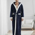 thumbnail image 2 of HBFAGFB Men's Bathrobes Fall and Winter Leisure Padded Thickened Long Robe Soft Pajamas Navy Size M, 2 of 5