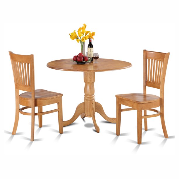 East West Furniture Dublin 3 Piece Drop Leaf Dining Table Set with