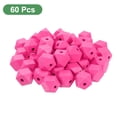 thumbnail image 3 of 60Pack 15mm Colored Hexagon Natural Wood Beads, Polygonal Wooden Beads(Rose Red), 3 of 5