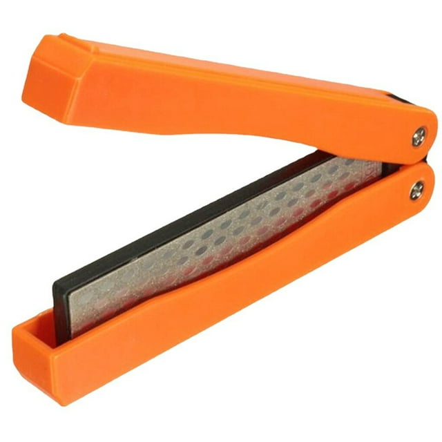 Xingzhi Sharpener Double Sided Portable Mini Foldable Sharpening Stone Kitchen Handheld Whetstone Household Tools Home for Hiking Orange