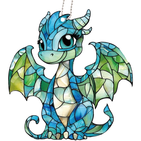 Dinosaur Window Suncatcher Acrylic Sun Catcher Stained Animal Rainbow Hanging Wall Decoration with Metal Ball Chain