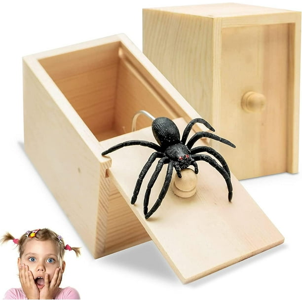 Caja sorpresa de araña de 2 piezas, caja de araña, caja de broma de araña, caja de araña, caja de araña falsa, juguete de broma de araña, para Halloween, Día de los inocentes, niños y adultos