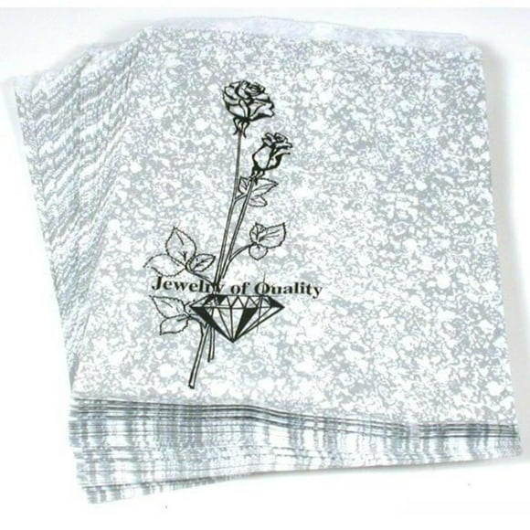 888 Display USA® - 100 Silver Paper Gift Flat Shopping Bags Sales Tote Bags 4" x 6"