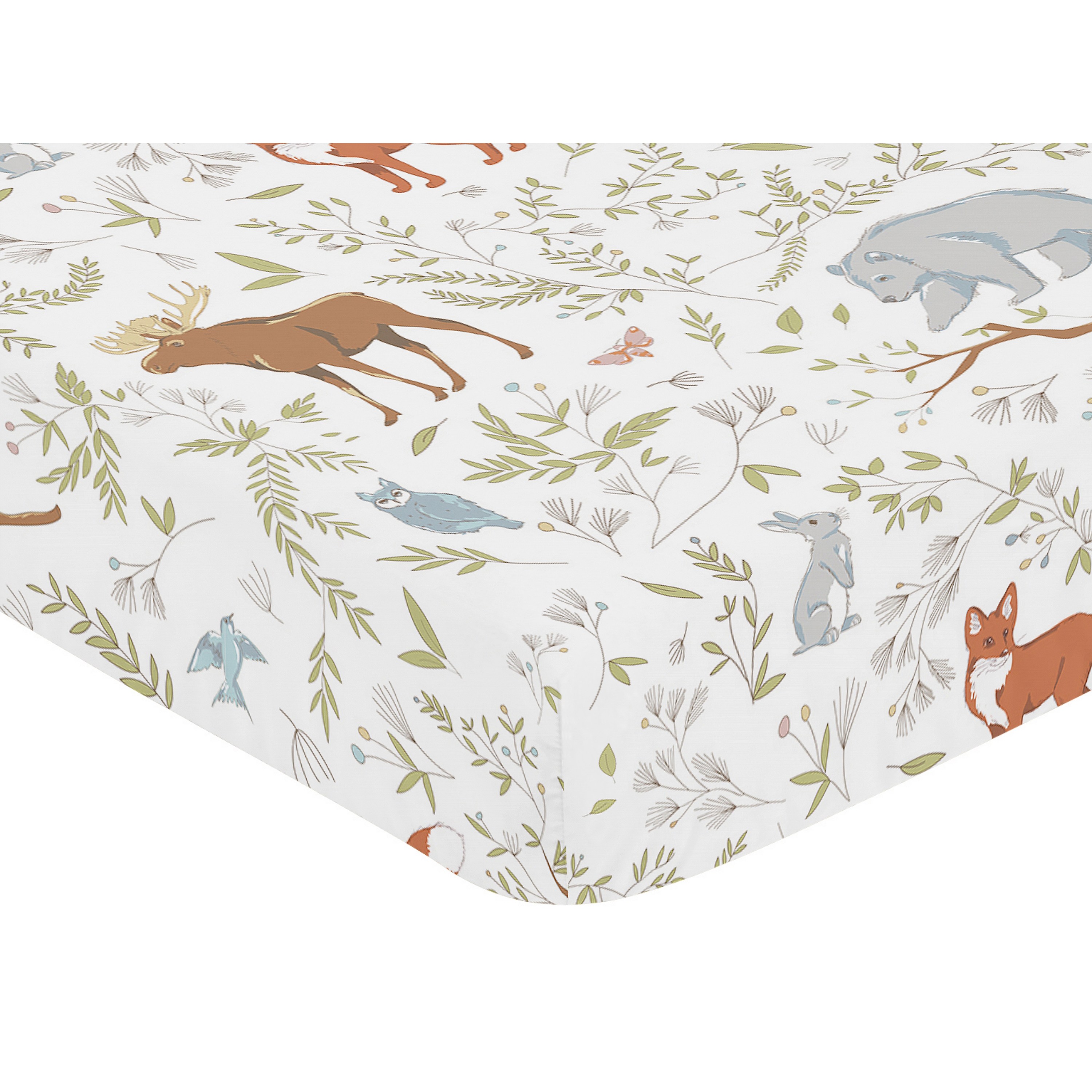 Fitted Crib Sheet For Woodland Toile Baby Toddler Girl Or Boy