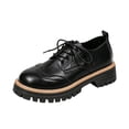 thumbnail image 2 of Women’s Platform Shoes, Leather Lace‑Up Chunky Lug Sole Loafers, Round‑Toe Casual Dress Shoes, 2 of 7
