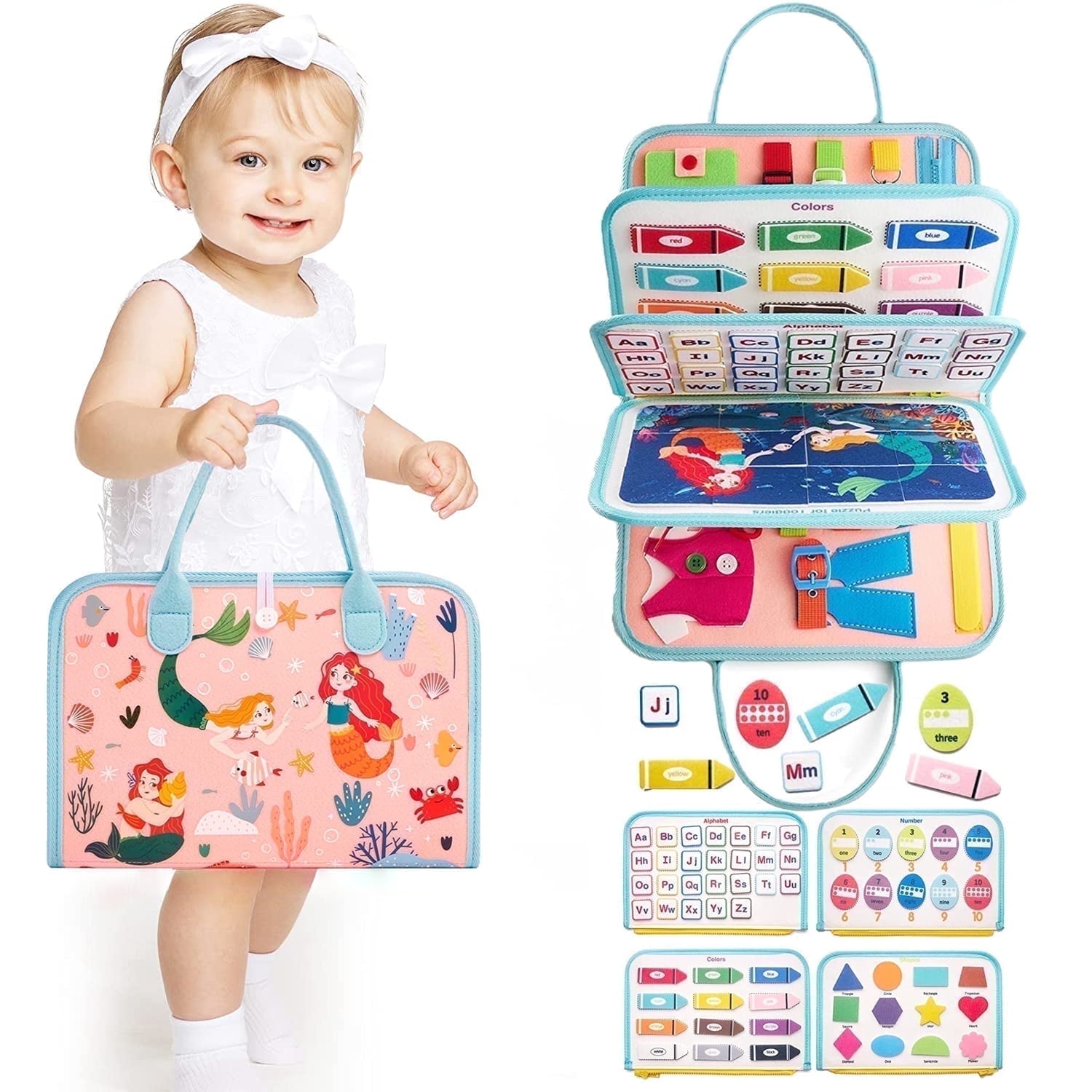 Busy Board Toys for Toddlers Girls Boys 1 2 3 4 5 Year Old, Montessori Learning Toys for Toddlers 1-3, Birthday Gifts Toys for 1 2 3 4 Year Old Girls
