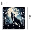 thumbnail image 2 of 12 Inch Wall Clock Battery Operated Silent Clock Decorative for Office, Kitchen, Outdoor, Living Room，Wolf Black Beautiful, 2 of 4