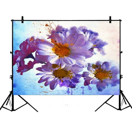Image of PHFZK 7x5ft Watercolor Flower Chamomile Floral Photography Backdrops Polyester Photo Background Studio Props