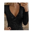 thumbnail image 3 of Gvmfive Women Dresses Sequins Glitter Deep V Neck Bodycon Long Sleeve Party Dress, 3 of 3
