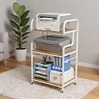 Barara King 3-Tier Rolling Printer Stand Large Mobile Cart with Storage Shelves for Home Office Printer Organization, Natural