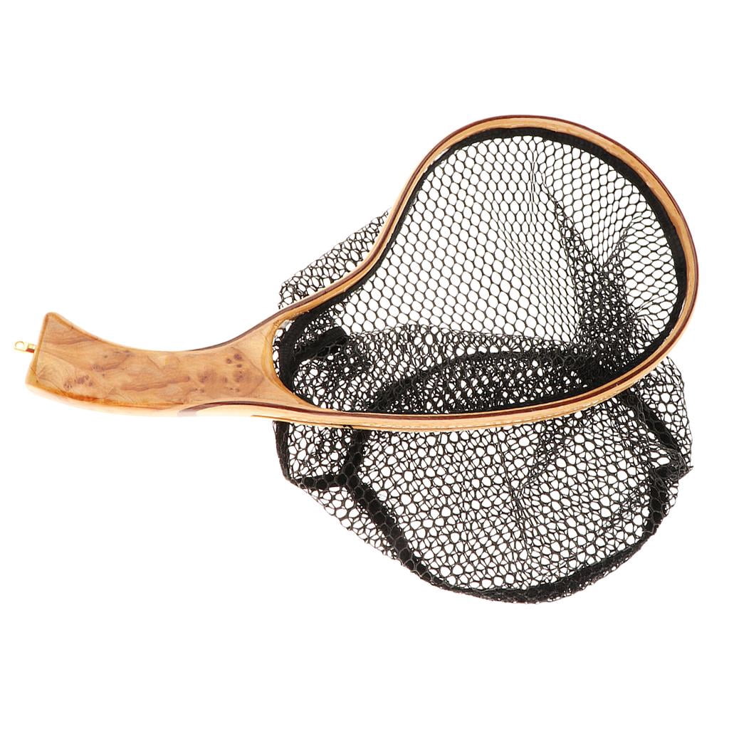Axioma Fishing Landing Net with Wooden Frame and Soft Rubber Mesh for Trout Fishing as