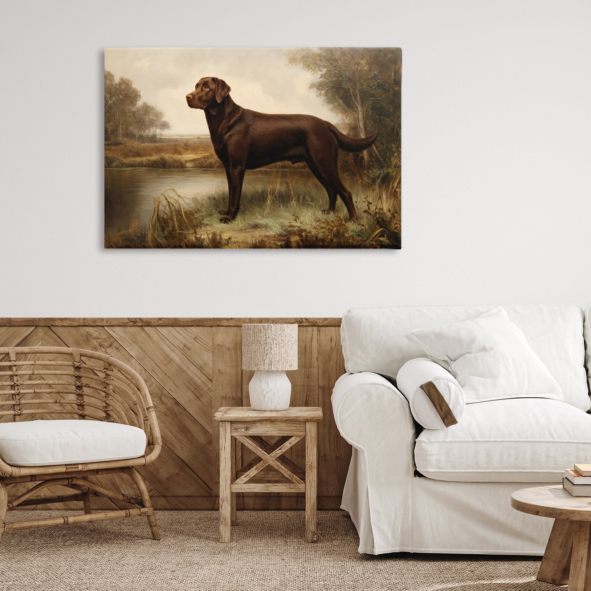 Stupell Industries Brown Lab By The River Canvas Wall Art, design by Petal Prints Design