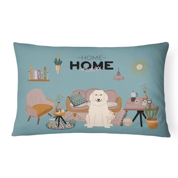 Carolines Treasures CK7928PW1216 Great Pyrenese Sweet Home Canvas Fabric Decorative Pillow 12H x16W multicolor