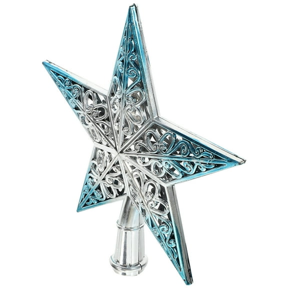 Soimiss Christmas Tree Top Star Artificial Plastic Silvery Blue 1Pcs