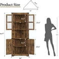 thumbnail image 3 of Historyli 67" Tall Corner Storage Cabinet with Lights, Farmhouse Corner Hutch Display Cabinet with Glass Doors, Wooden Storage Organizer for Kitchen, Living Room, Retro, 3 of 7