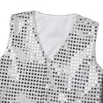 thumbnail image 6 of inlzdz Kids Boys Glittery Sequined Vest Waistcoat Hip-hop Choir Jazz Dance Stage Performance Coat Jacket Silver 13-14, 6 of 7