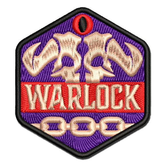 RPG Class Warlock Games Fantasy Gaming Applique Multi-Color Embroidered Iron-On Patch - 2.5 Inch Small