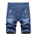 thumbnail image 4 of HOOMEUMY Men's Summer Slim Fit Stretch Ripped Distressed Denim Shorts Beach Straight Jean Shorts with Holes Blue XXL, 4 of 8