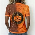 thumbnail image 5 of Yuncity Women Halloween Shirts Pumpkin Graphic Print V Neck Tshirts Summer Fall Short Sleeve T-Shirts Casual Loose Fashion Tops Size L, 5 of 6