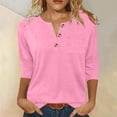 thumbnail image 3 of cocolona Womens Summer Tops Dressy Casual Trendy Blouses 3/4 Sleeve V-Neck Button Shirts, 3 of 3