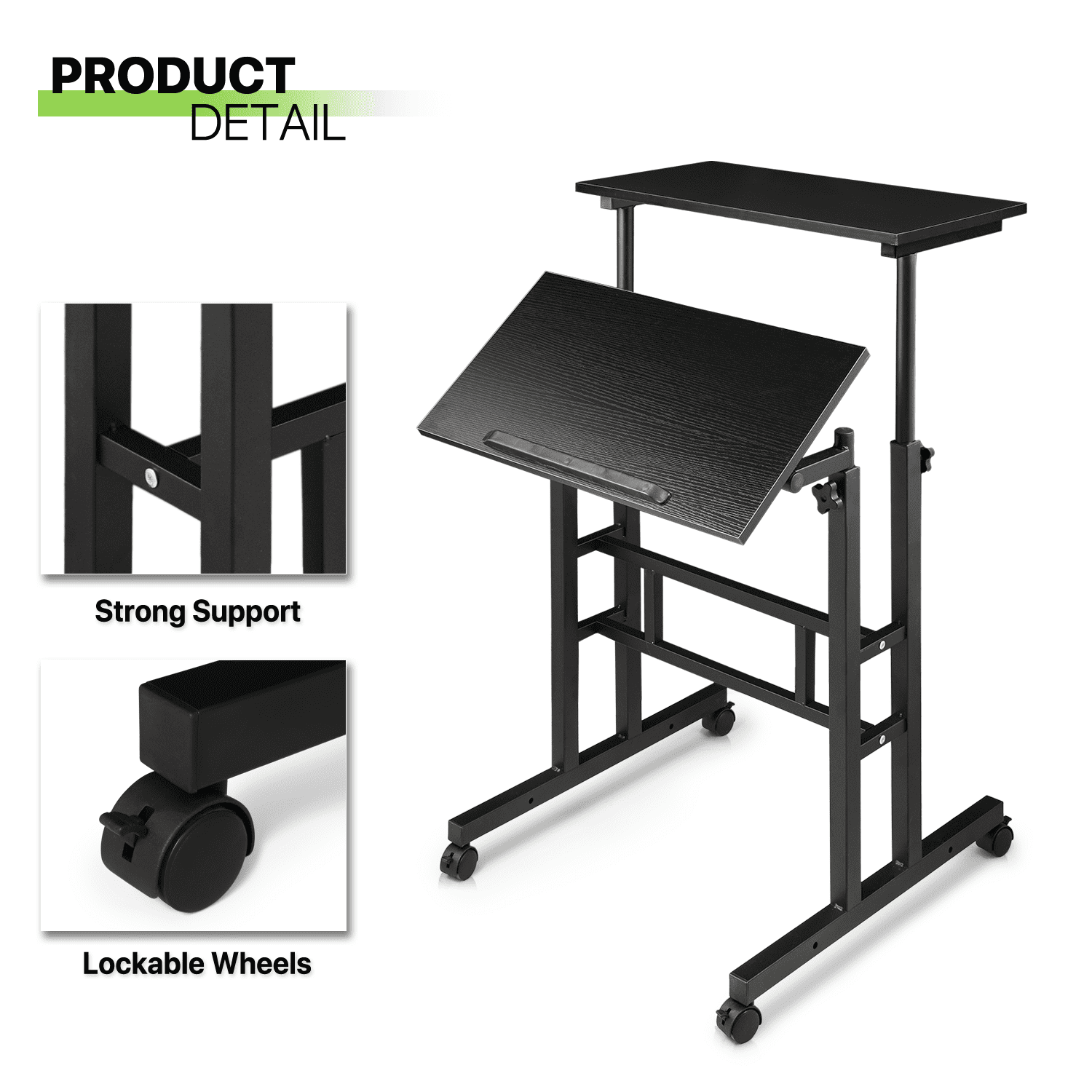 Magshion Computer Desk with Tilting Table, Adjustable Height Small Standing Desk with Monitor Shelf for Standing or Sitting, Black